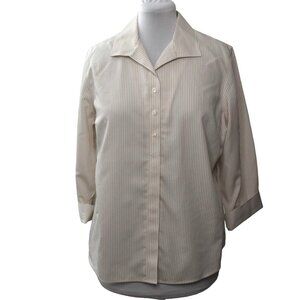 Chicos Effortless Cotton Soleil Top Blouse Womens 16 Chico 3 No Iron Stripe